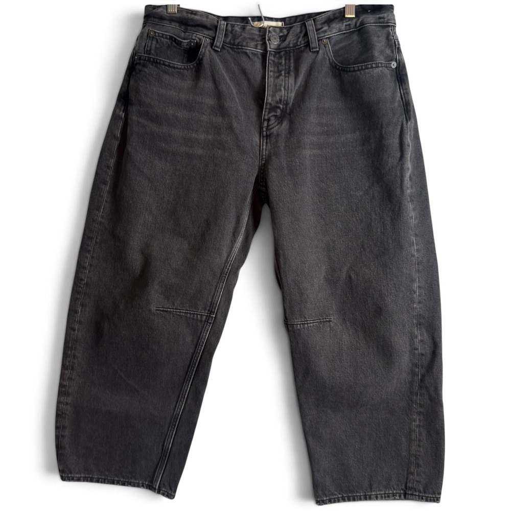 Madewell The Darted Barrel-Leg Jean Black Denim Women 29P High Rise Button Fly